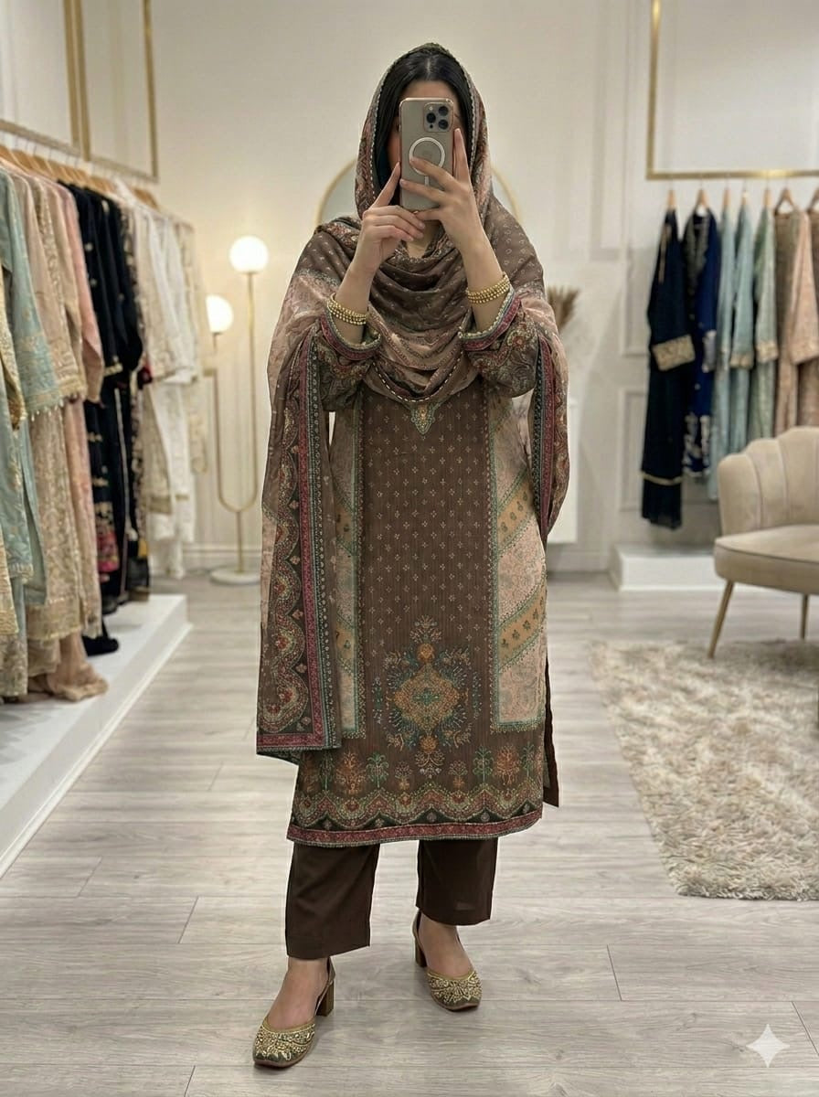 Pure crepe readymade and unstitched