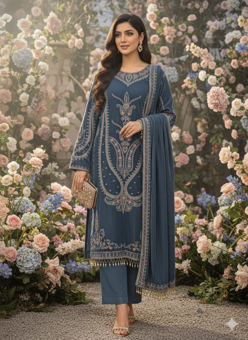 Velvet suits semi stitched sale