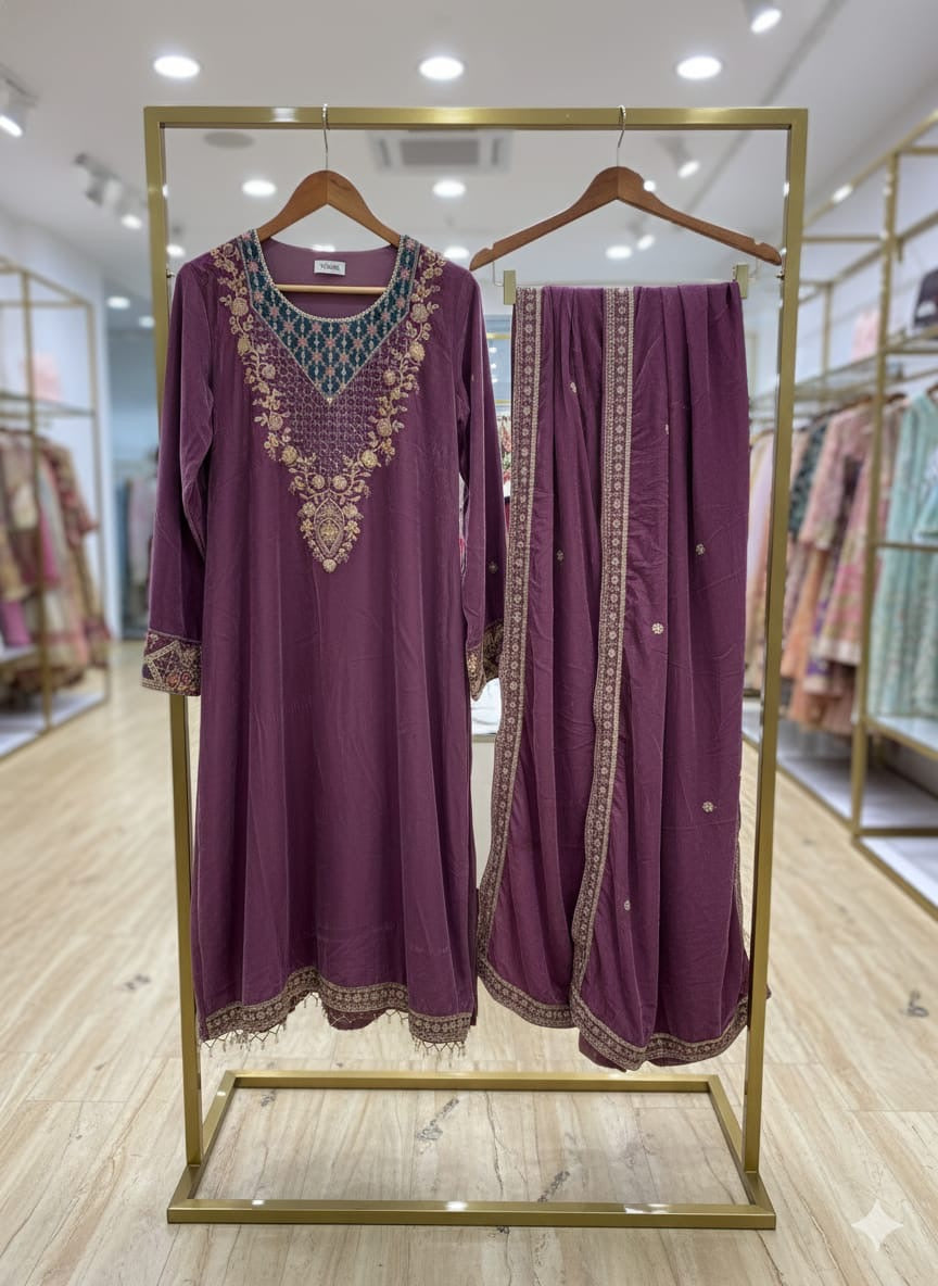 Velvet suits semi stitched sale