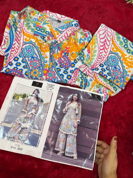 Co ord set Crepe muslin fabric zoom pics to see codes and select