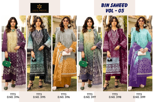 Bin saeed vol 5 Unstitched printed