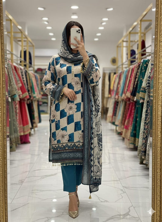 Pure crepe box design unstitched and readymade