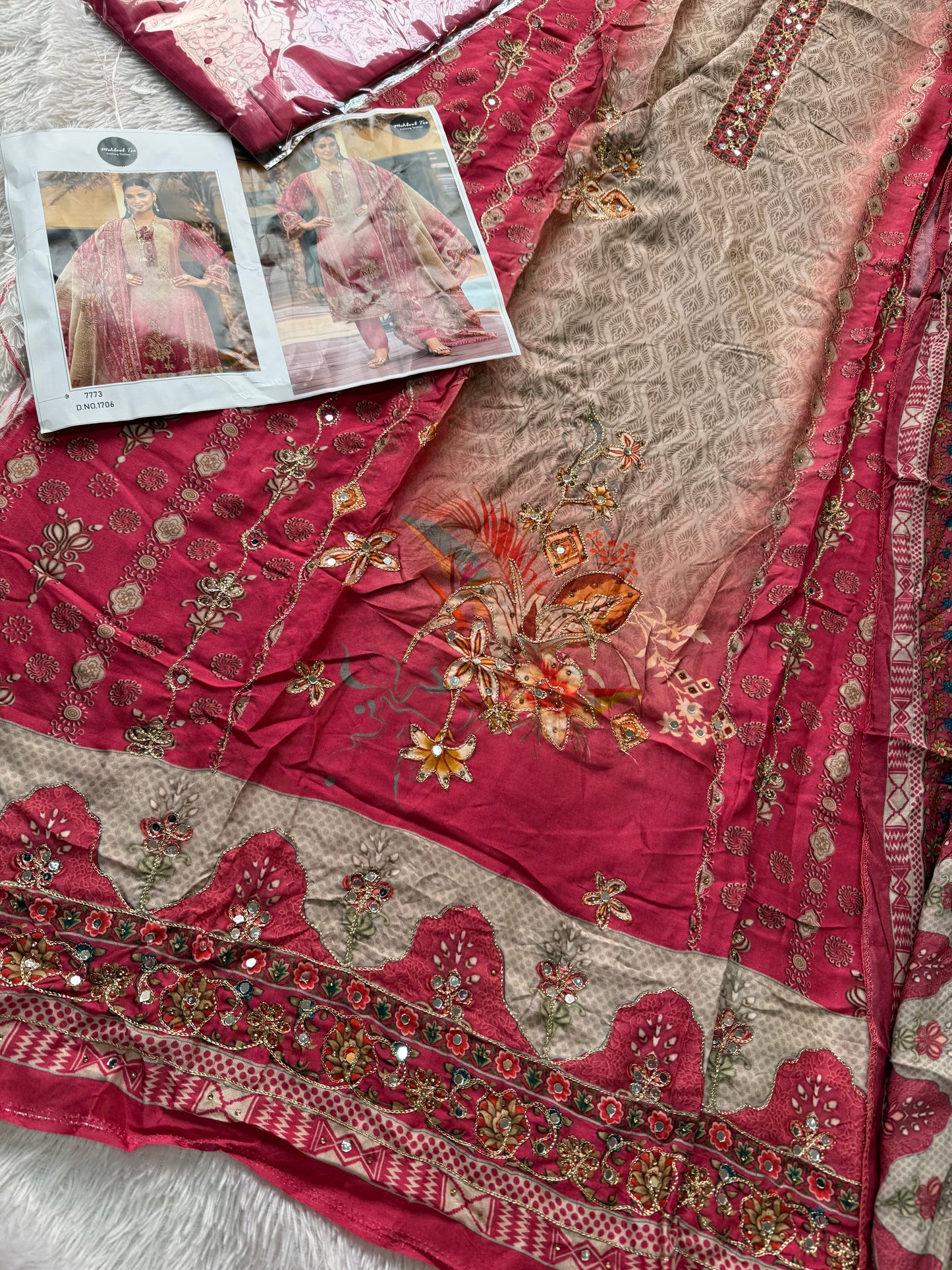 Pure muslin Unstitched suits offer pcs