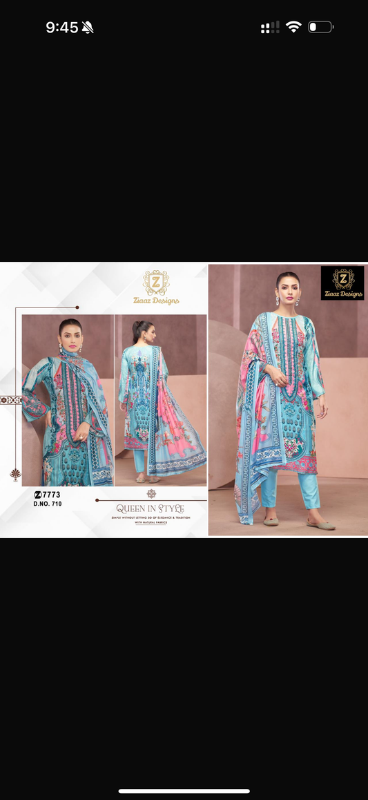 code 710 unstitched and readymade Muslin