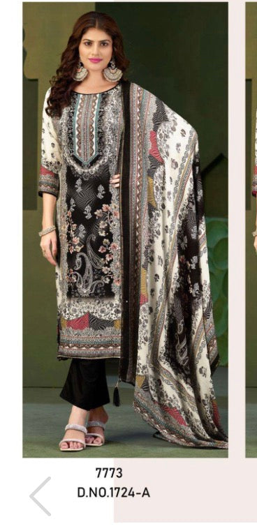 Pure muslin Unstitched suits offer pcs