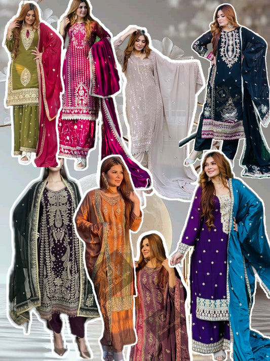 Partywear Semi stitched suits sale