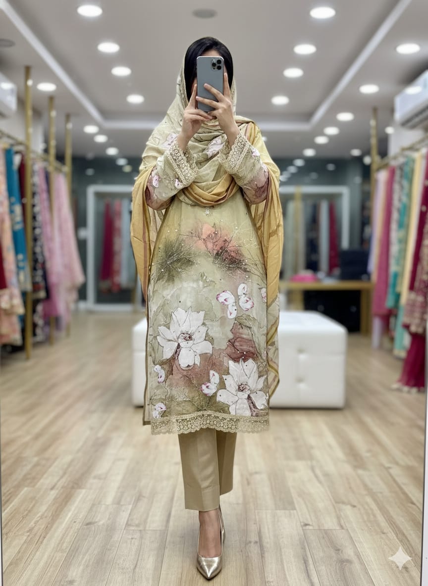 pure crepe marble readymade and unstitched