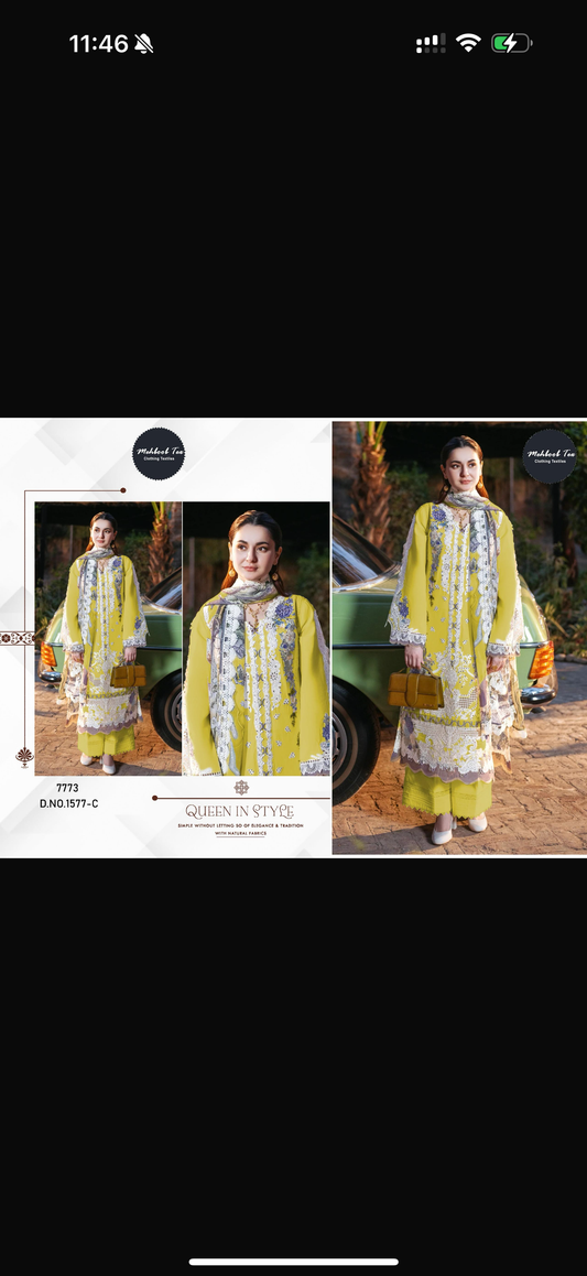 code  1577 semi stitched chiffon dup