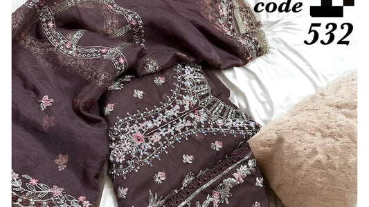code 532 semi stitched get free suit cotton